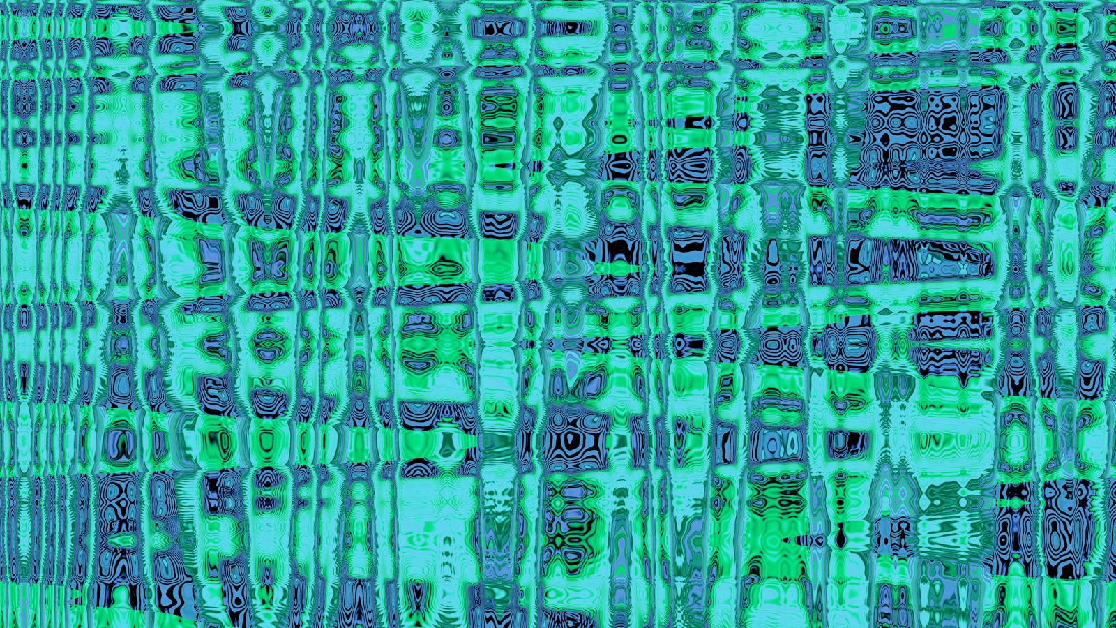 Abstract pattern of teal and blue wavy lines