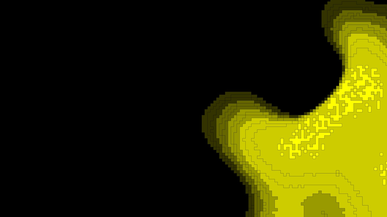 A black background with a yellow, fading blob shape.