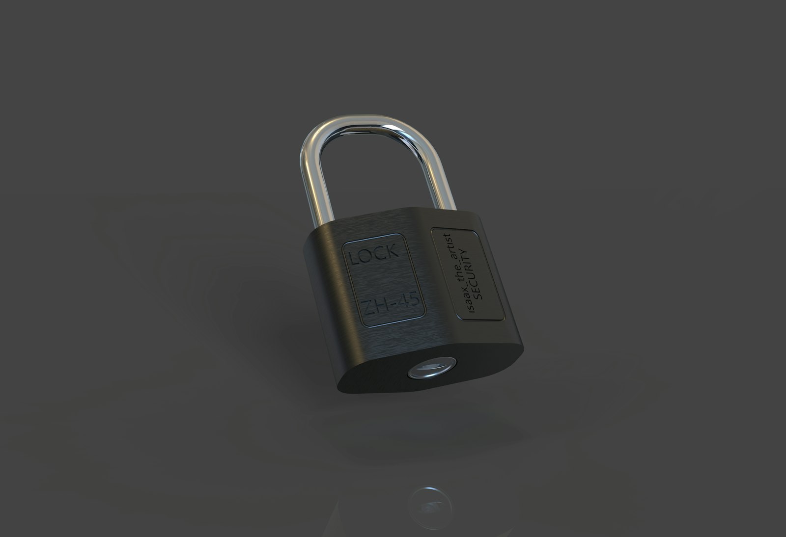 A closed padlock on a black surface